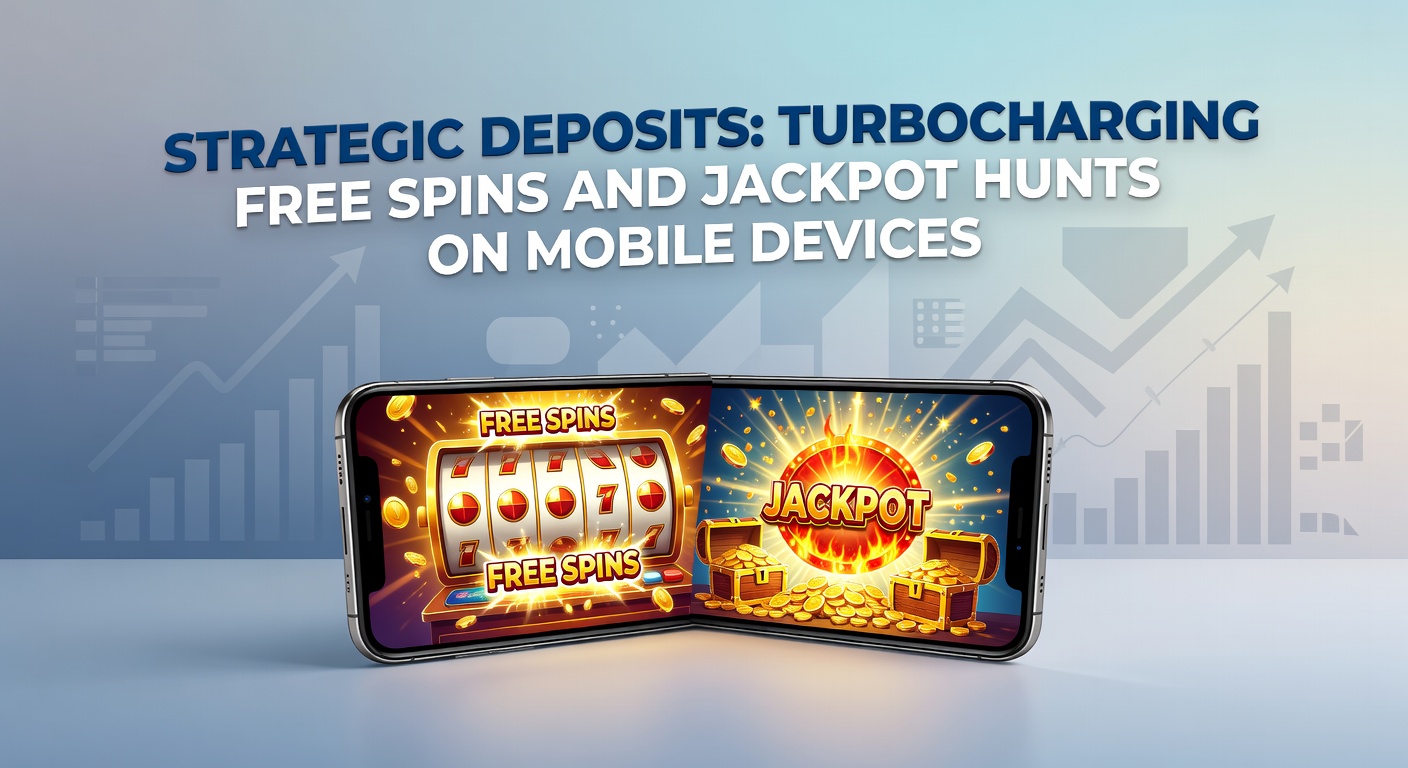 Smartphone mit Casino-App, das Free-Spins und Jackpot-Symbole anzeigt, während eine Einzahlung strategisch geplant wird