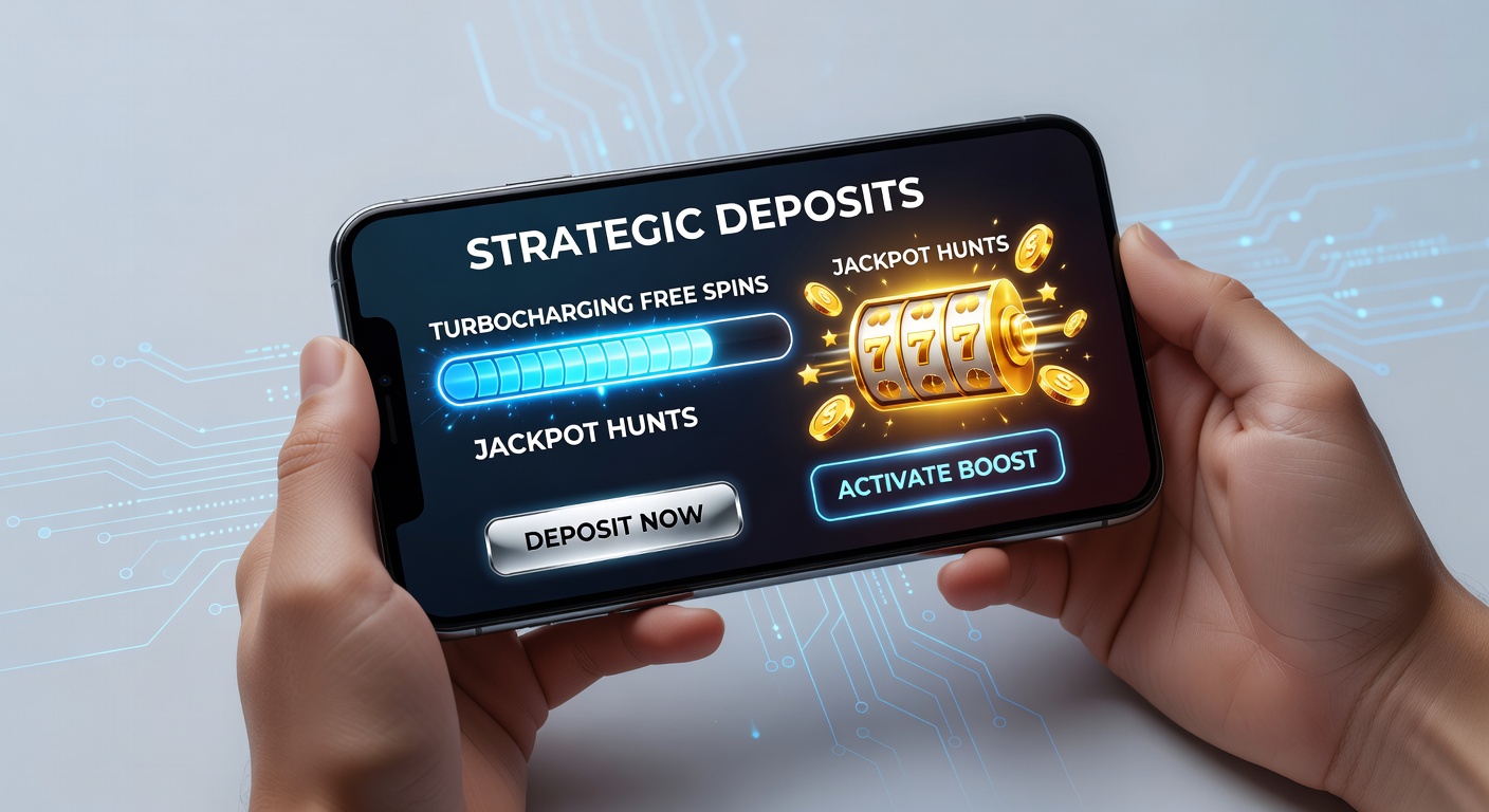 Grafik mit Jackpot-Leiter auf einem Tablet, umgeben von Einzahlungs-Buttons und Free-Spin-Icons, die eine strategische Session illustrieren