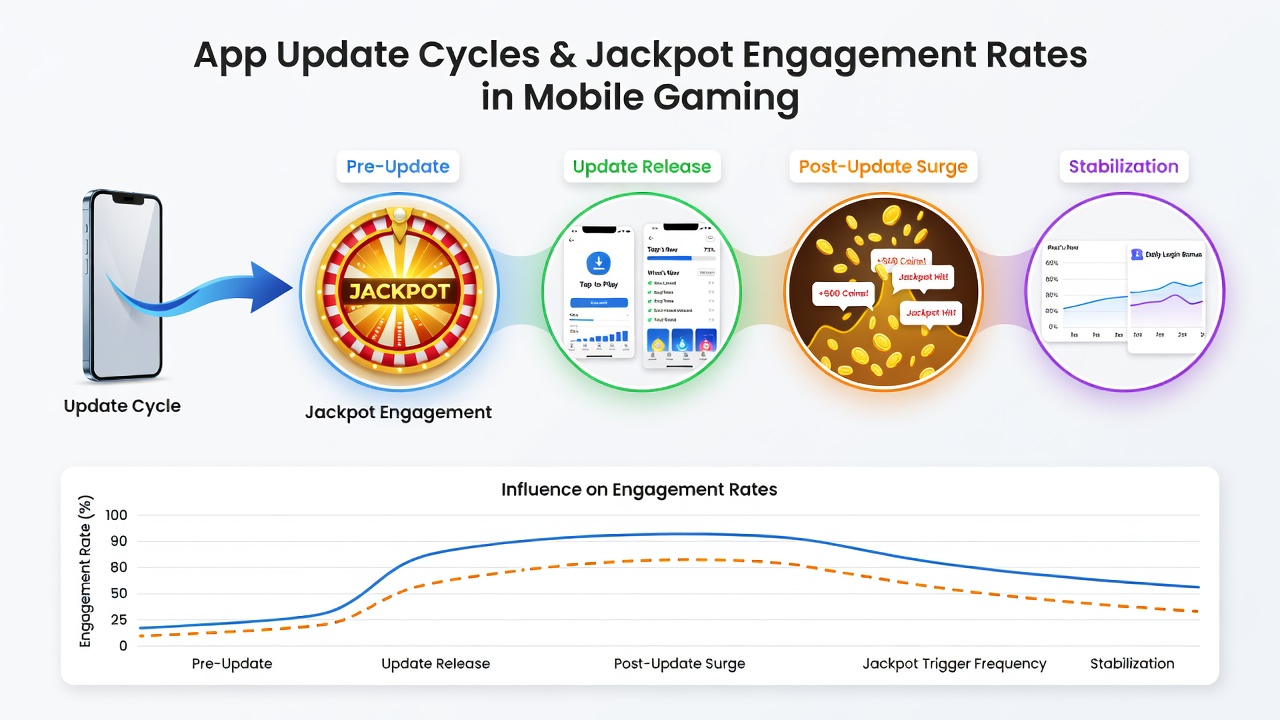 Analyse von Engagement-Raten nach App-Updates in mobilen Jackpot-Spielen