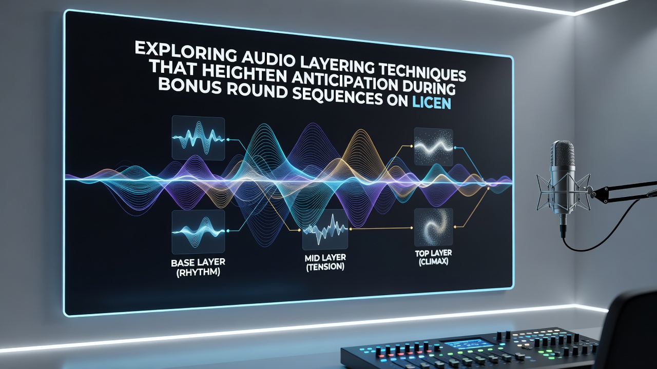 Detaillierte Ansicht einer Audio-Mischkonsole mit Layer-Steuerung für Bonus-Sequenzen auf Mobilgeräten