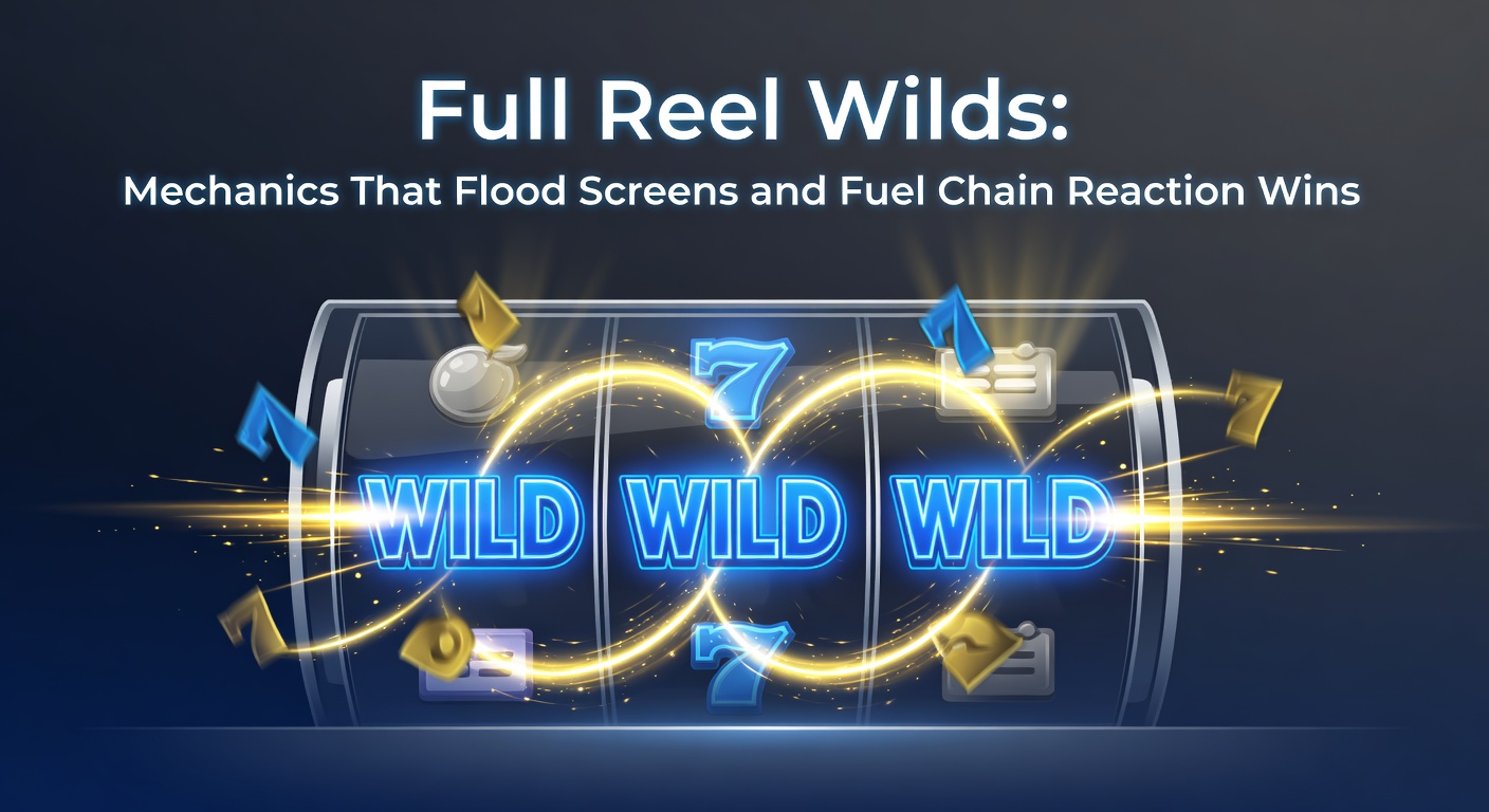 Ein Slot-Bildschirm, der mit Full Reel Wilds überflutet ist und mehrere Gewinnlinien simultan auslöst, während Symbole explodieren und neue nachrücken