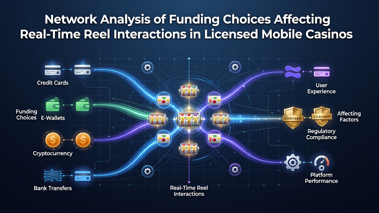 Netzwerkdiagramm zeigt Verbindungen zwischen Finanzierungsoptionen und Walzeninteraktionen in mobilen Casinos