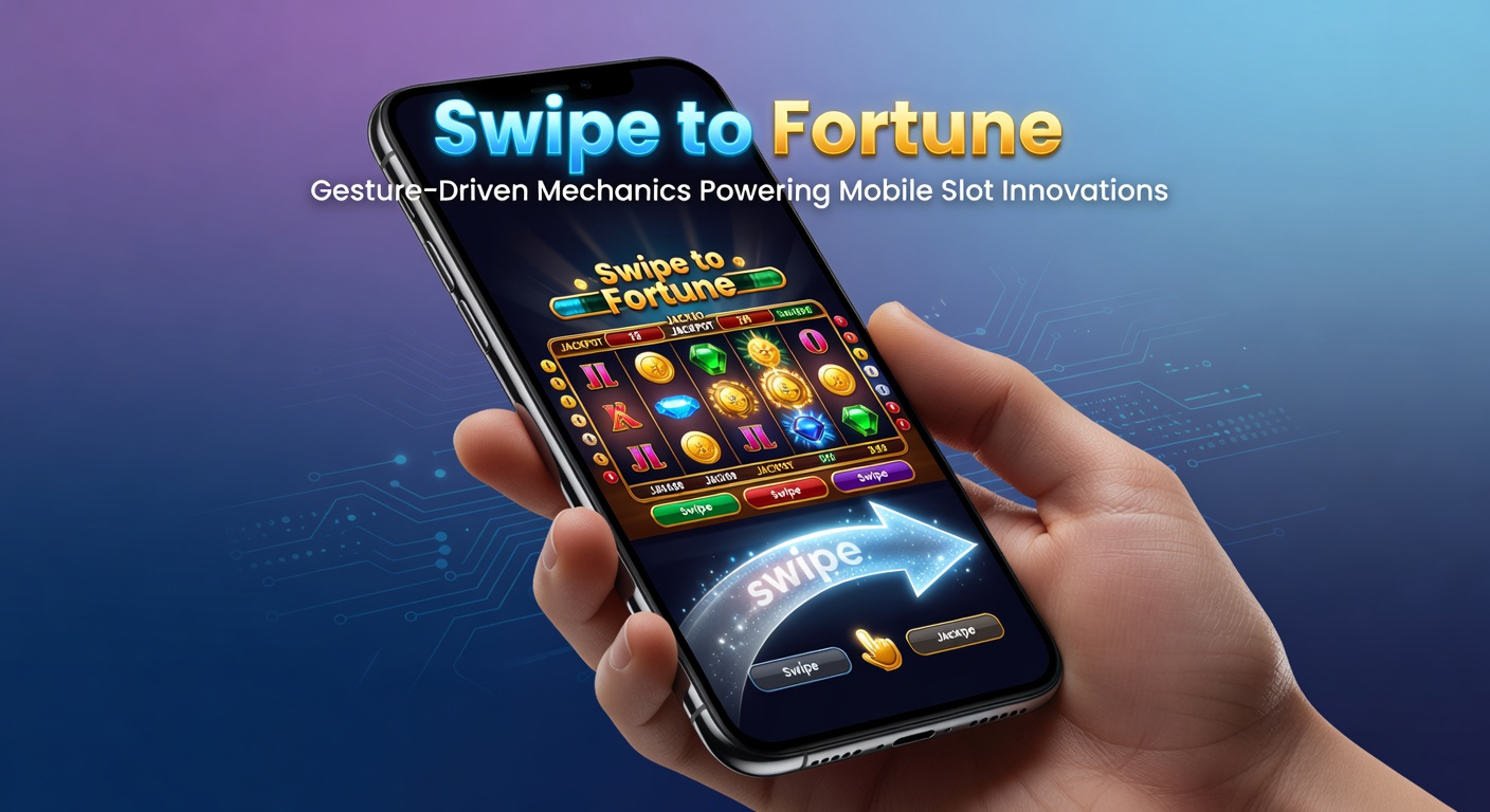 Smartphone mit Swipe-Gesten auf einem Slot-Spiel, das Bonusrunden aktiviert, während bunte Symbole wirbeln