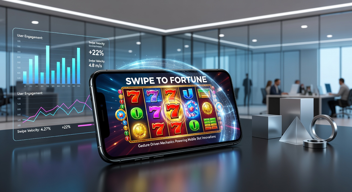 Spielerhand, die ein Smartphone schwenkt, um Slot-Symbole zu aktivieren, mit leuchtenden Effekten und Gewinnanimationen