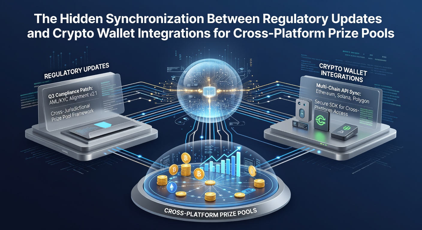 Illustration der Synchronisation von Regulierungen und Krypto-Wallets in Preispools